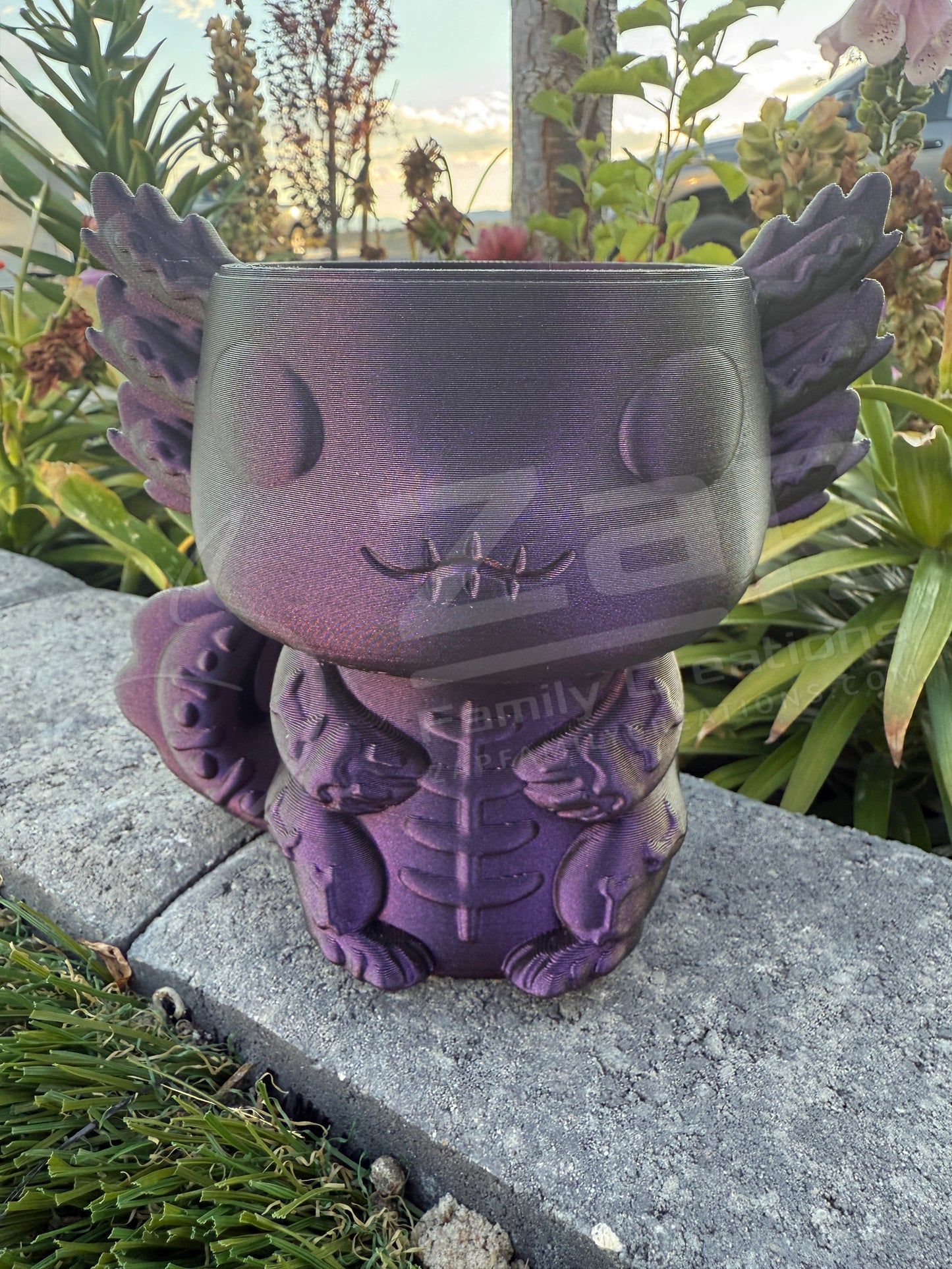 Geometric 3D Printed Halloween Axolotl Planter