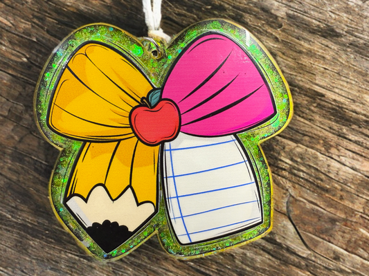 Pencil Bow Keychain (Yellow)