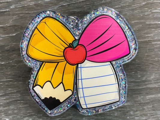 Pencil Bow Keychain (Blue)
